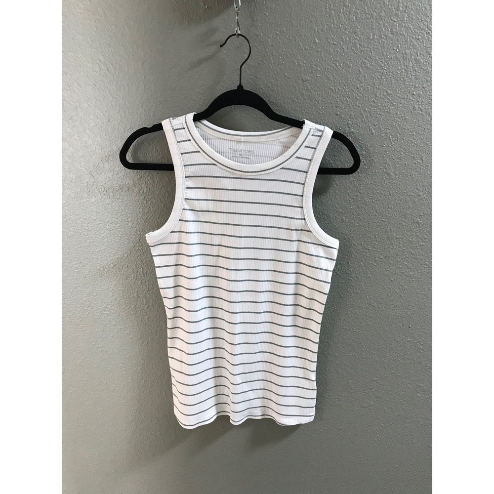Maurices Womens XL White Green Striped Ribbed Knit Racerback Tank Top NWT